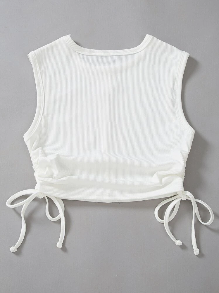 SHEIN Unity サイドリボンドローストリング クロップタンクトップ