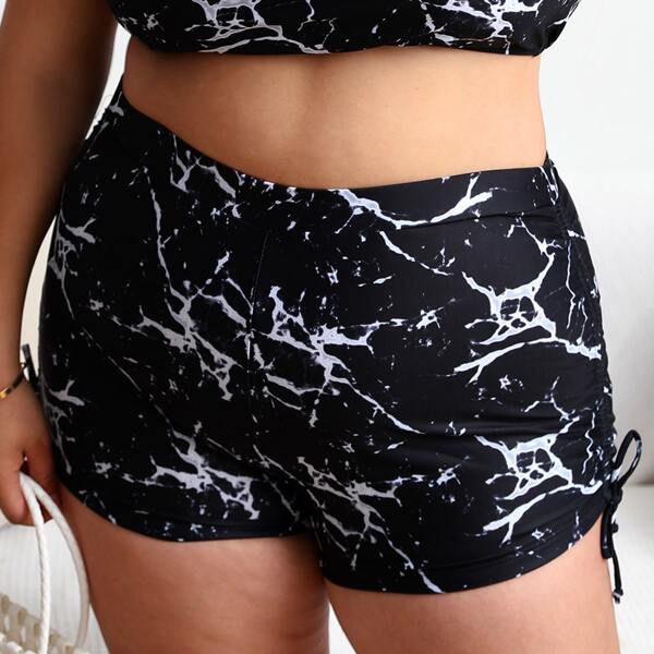 

Plus Marble Print Swim Shorts, Black
