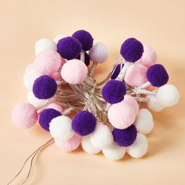 

1pc String Light With 40pcs Ball Shaped Bulb, Yellow