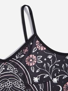 ROMWE Áo khoác và áo lót dành cho xe tăng nữ Con số Hoa Giải trí - Nhiều màu - Xem 9