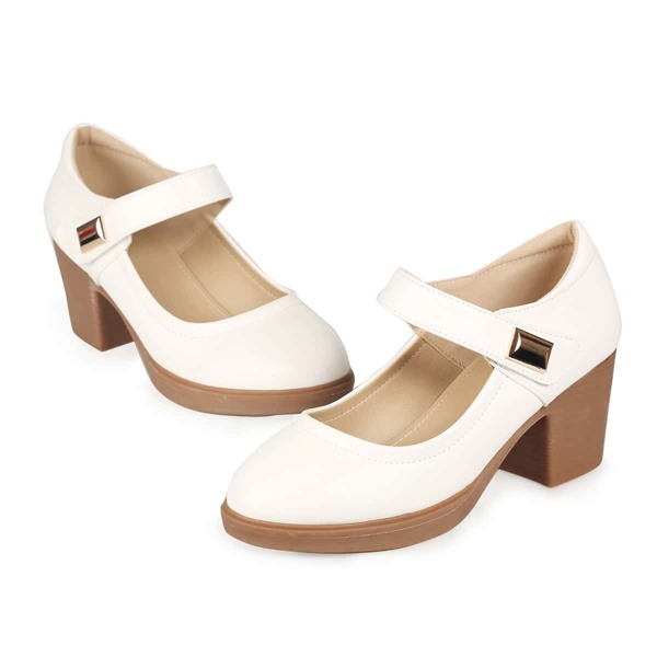 

Minimalist Chunky Heeled Mary Janes, White