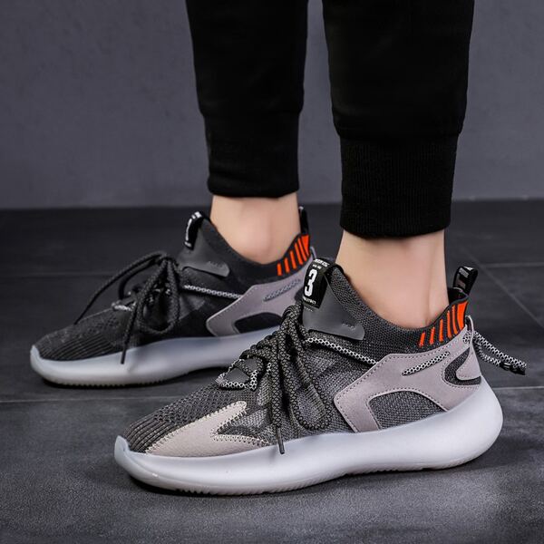 

Men Colorblock Lace-up Front Running Shoes, Multicolor
