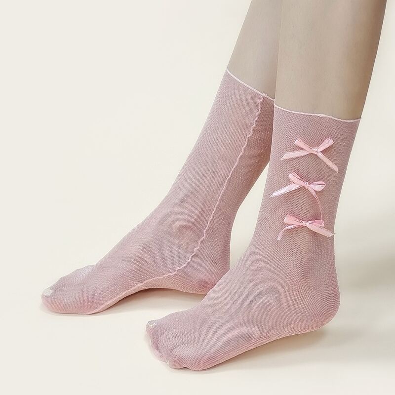 

Bow Decor Crew Socks, Pink