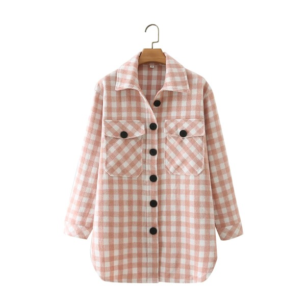 

Gingham Print Flap Pocket Wool-Mix Coat, Multicolor