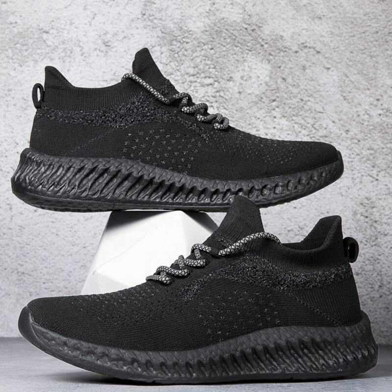 

Guys Breathable Lace-up Front Running Shoes, Black