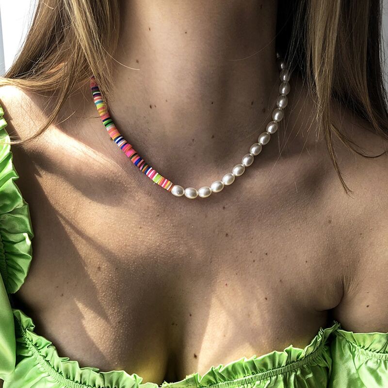 

Soft Clay Beaded Necklace, Multicolor