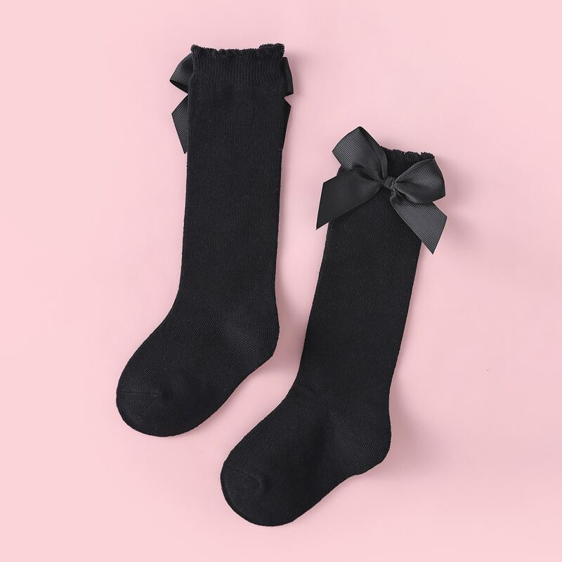 

Bow Decor Crew Socks, Black