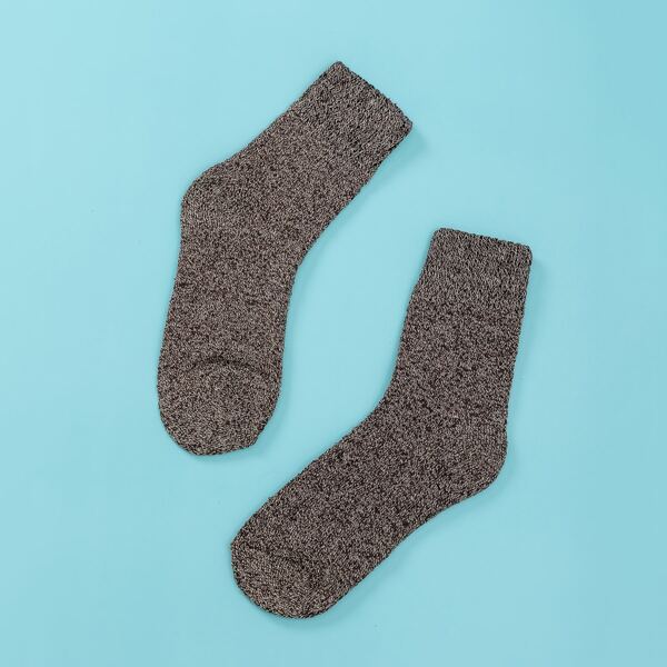 

Men Simple Crew Socks, Brown