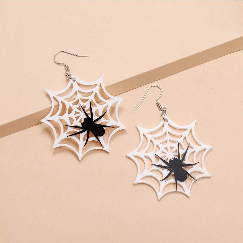 

Spider Drop Earrings, White