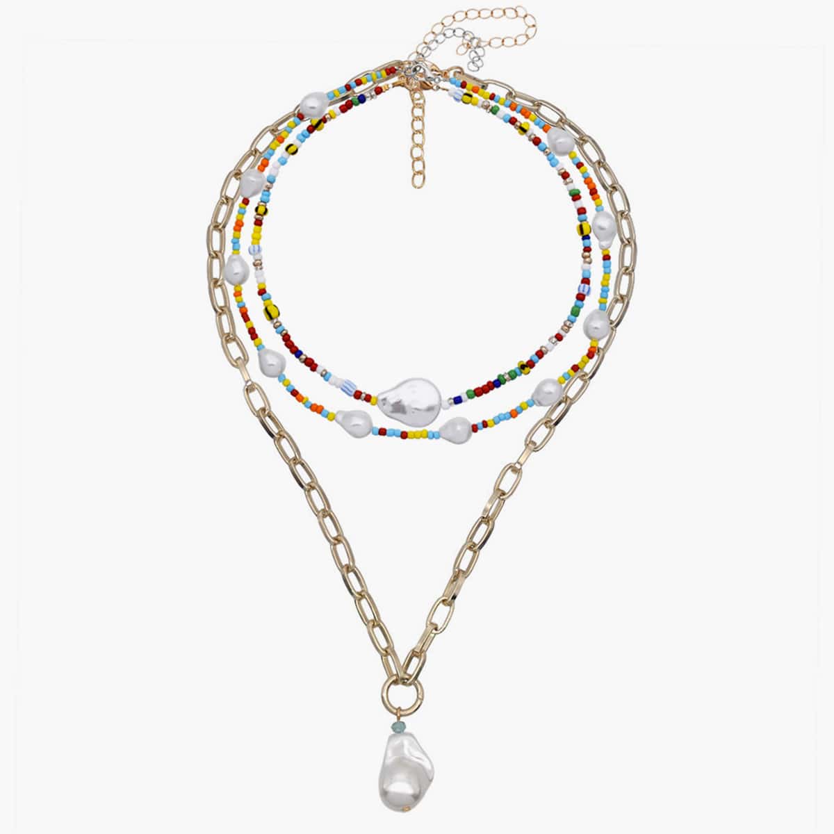 

3pcs Faux Pearl Decor Necklace, White