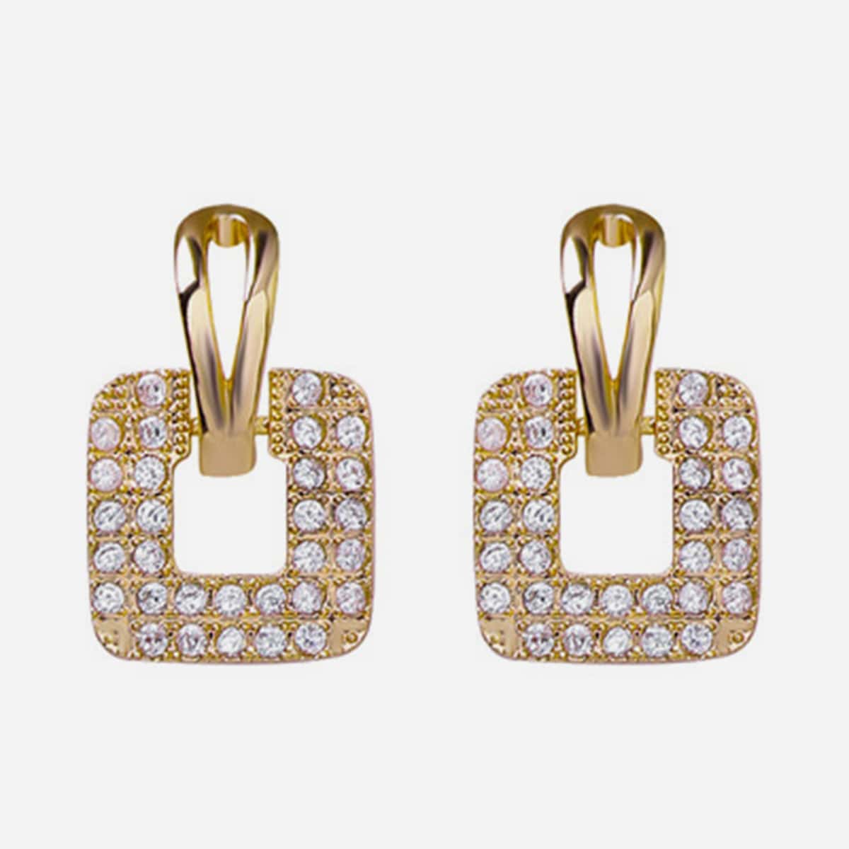

Rhinestone Decor Earrings, Gold