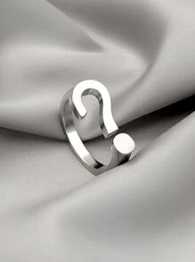 Question Mark Design Ring - Silver - View 1
