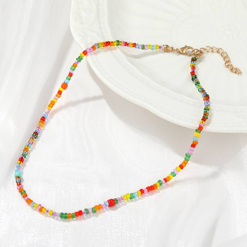 

Simple Beaded Design Necklace, Multicolor