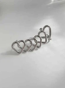 1入組心形設計耳掛 - 銀色 - 查看 2