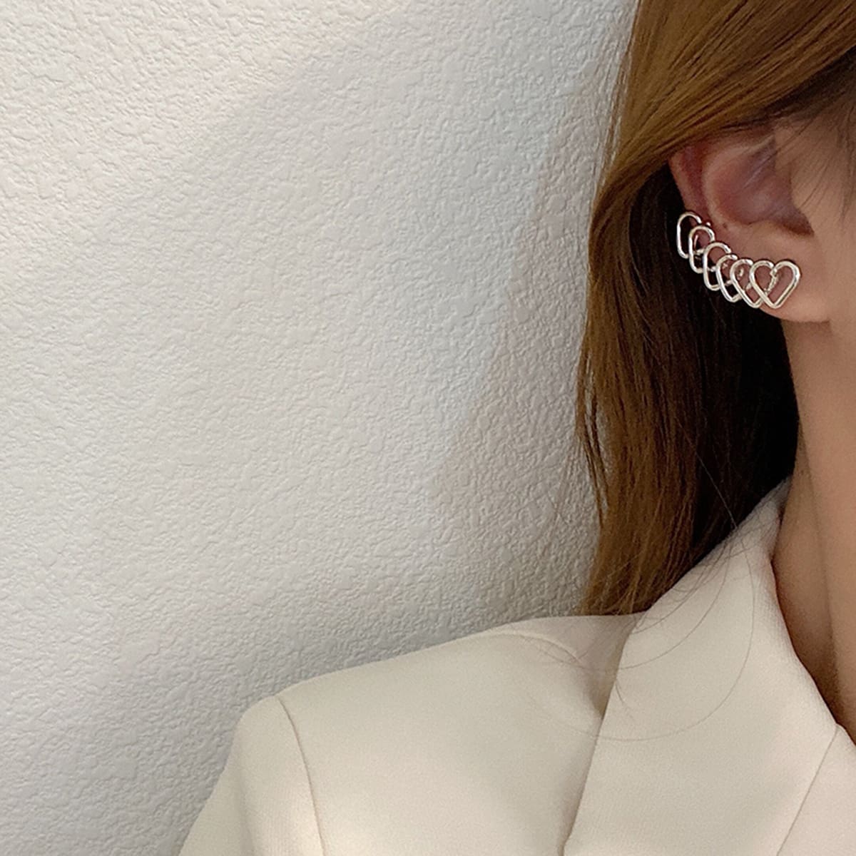 

1pc Heart Decor Earring, Silver