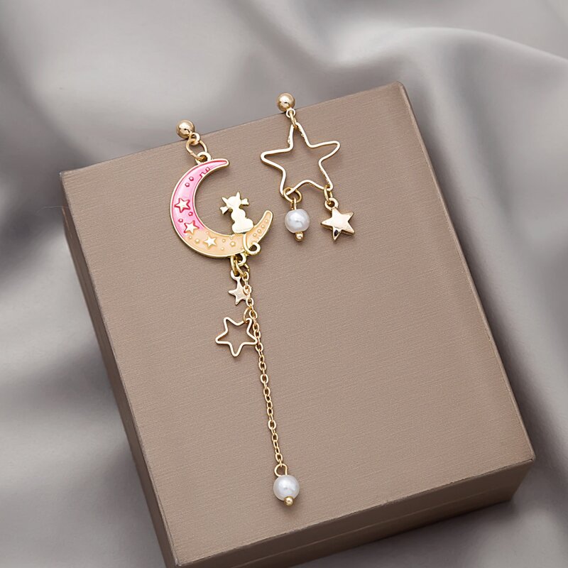

Moon & Star Drop Earrings, Multicolor