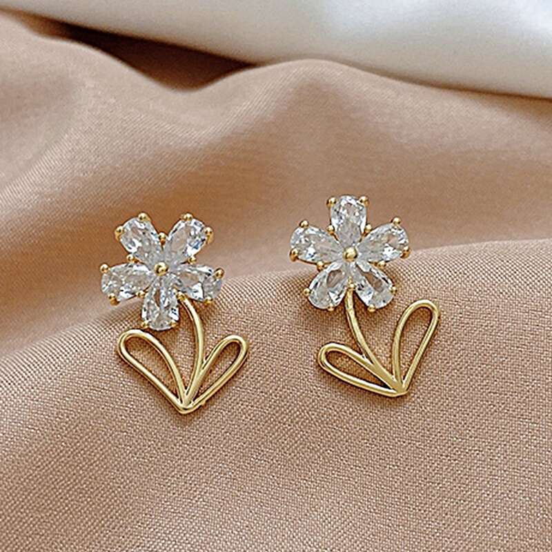 

Rhinestone Decor Earrings, Gold