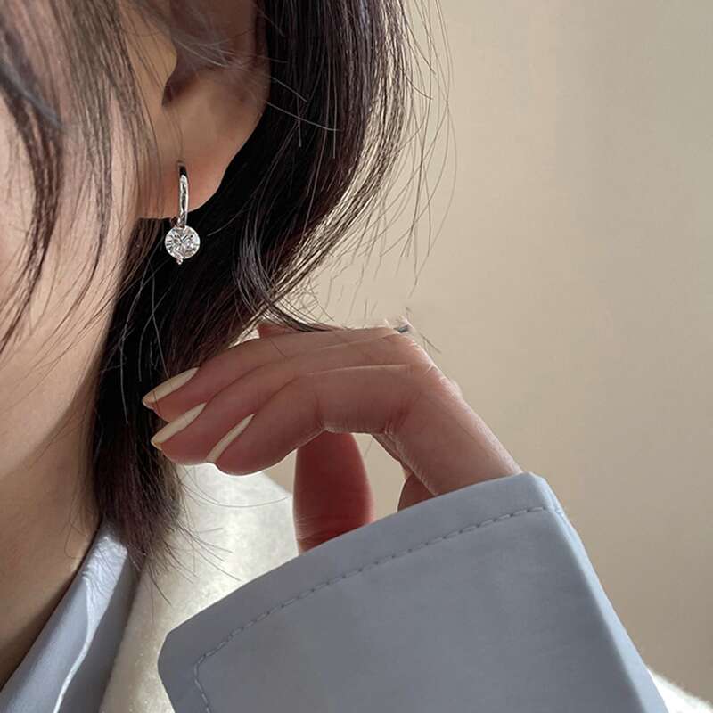 

Rhinestone Decor Earrings, Silver