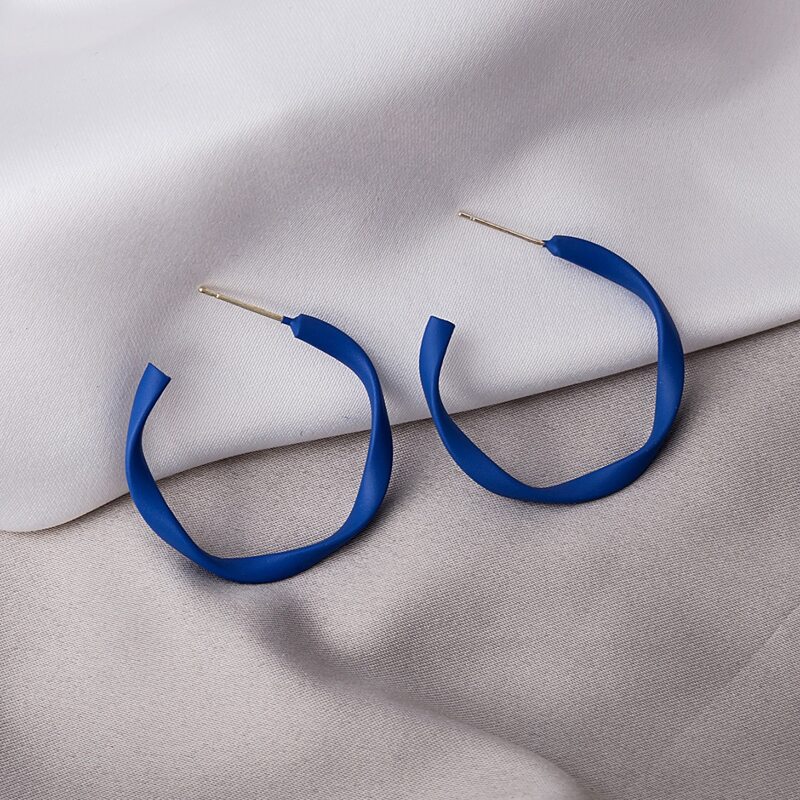 

Minimalist Hoop Earrings, Blue
