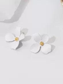 4對花朵設計耳釘 - 彩色 - 查看 3