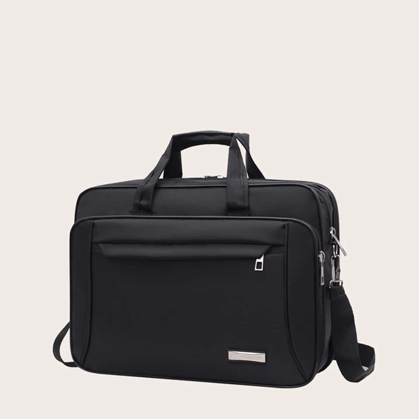 

Men Metal Decor Briefcase, Black