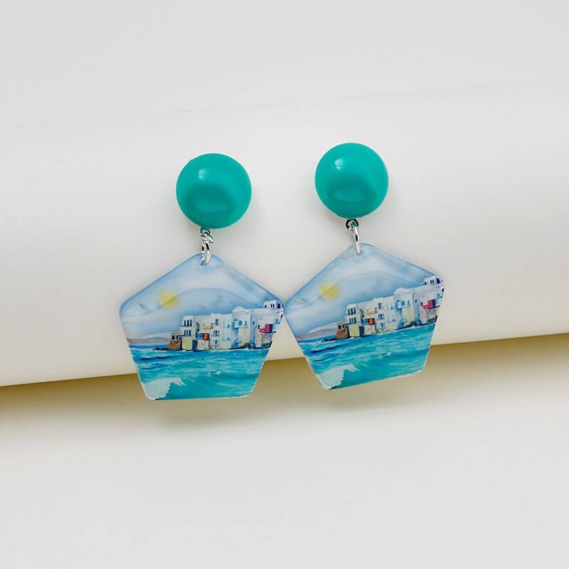 

Graphic Geo Drop Earrings, Multicolor