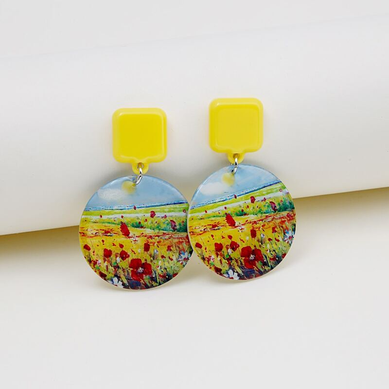 

Graphic Geo Drop Earrings, Multicolor