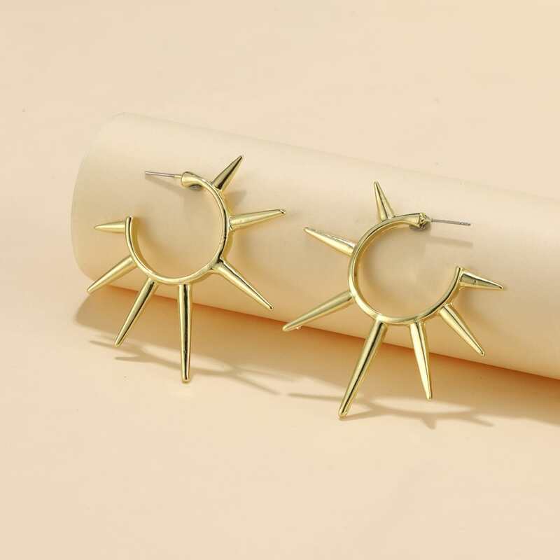 

Spiked Design Hoop Earrings, Gold