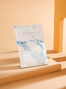 Marble Print Passport Case - Blue and White - View 2