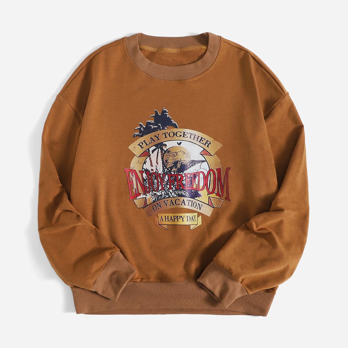 

Letter Graphic Sweatshirt, Brown