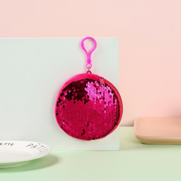 

Girls Sequins Decor Coin Case, Hot pink