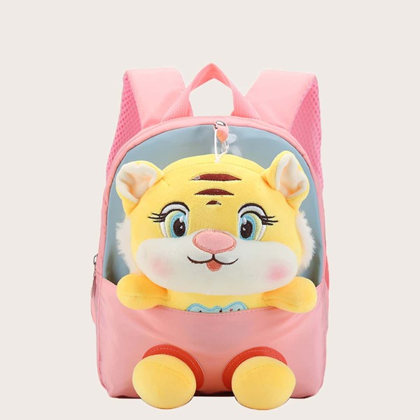 

Girls Cartoon Tiger Decor Backpack, Pink