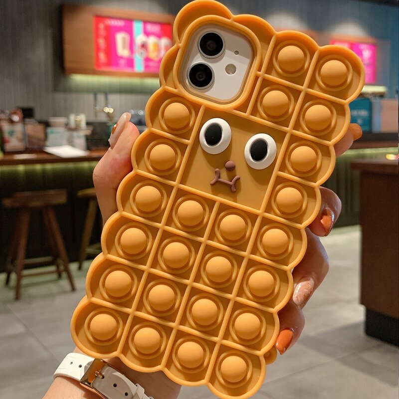 

Push Pop Bubble Fidget Phone Case, Coffee brown