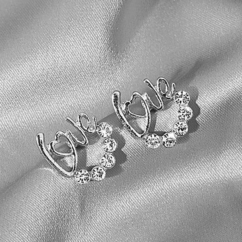 

Rhinestone Decor Earrings, Silver