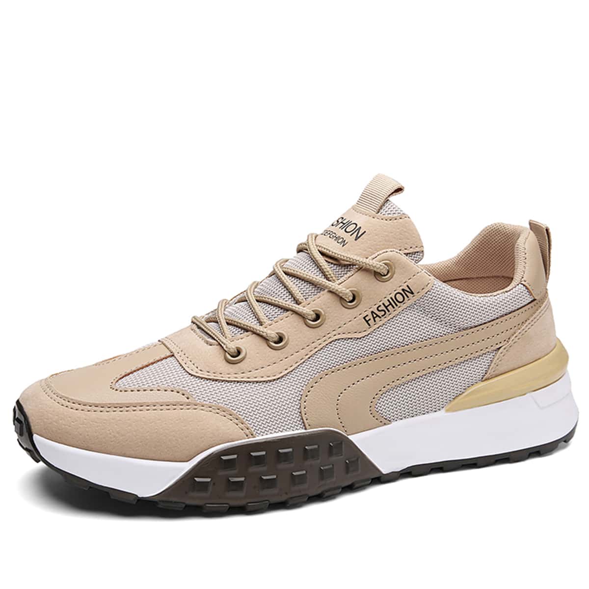 

Guys Breathable Lace-up Front Running Shoes, Khaki