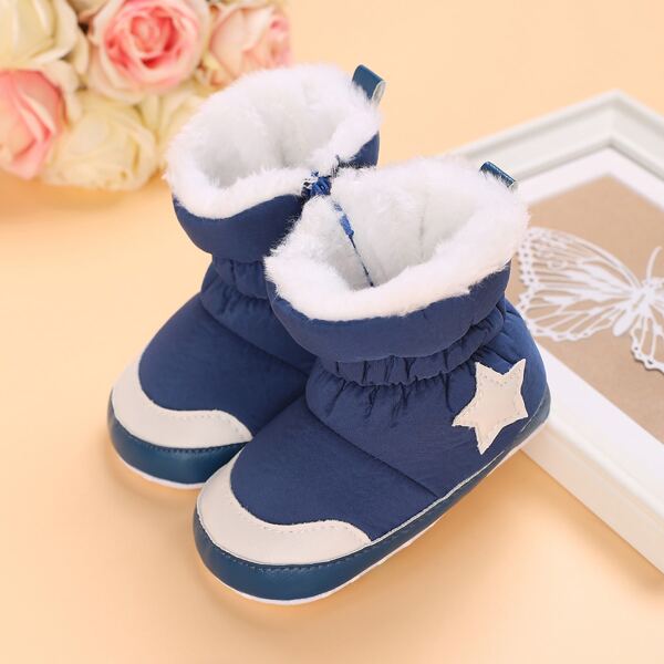 

Baby Geometric Graphic Side Zipper Snow Boots, Blue