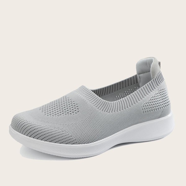 

Knit Hollow Out Slip On Sneakers, Light grey