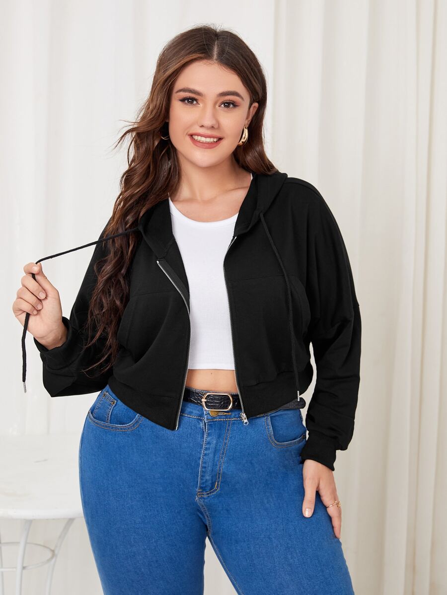 Sudadera con capucha con cremallera - Negro - Ver 1