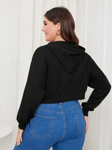 Sudadera con capucha con cremallera - Negro - Ver 2