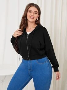 Sudadera con capucha con cremallera - Negro - Ver 3