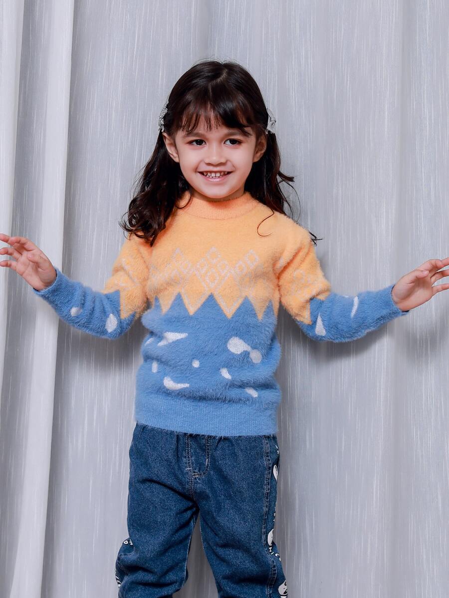 Áo len cho bé gái Khối Màu Hình học Giải trí - Nhiều màu - Xem 1