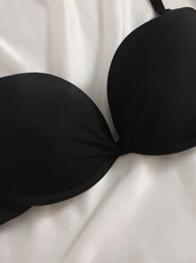 Women Casual Plain Fabric Backless Push Up Bra Set Multicolored - Multicolor - View 3