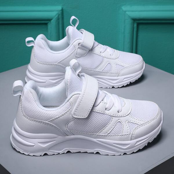 

Boys Mesh Panel Velcro Strap Sneakers, White