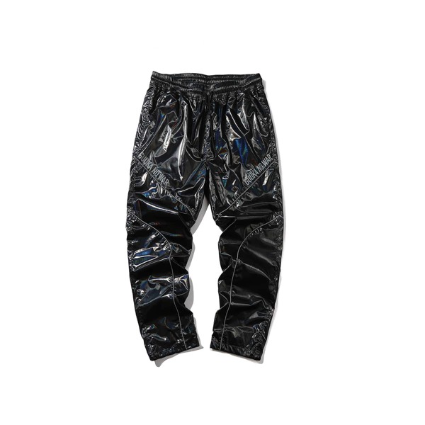 

Men Letter Graphic Contrast Piping Drawstring Pants, Black