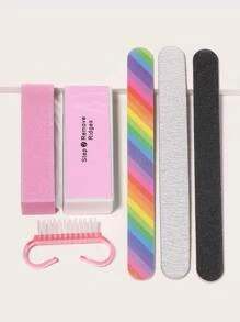 6pcs Nail File Set Nail Kits Manicure Tool Set Quickly Effortless Stainless Steel For Men & Women Nail Cleaner - Multicolor - View 1