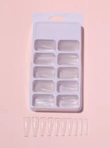 Mejora tu apariencia con 100 piezas de uñas postizas transparentes de ataúd largo para el hogar, bricolaje, salón de uñas, extensión de uñas - transparente - Ver 2