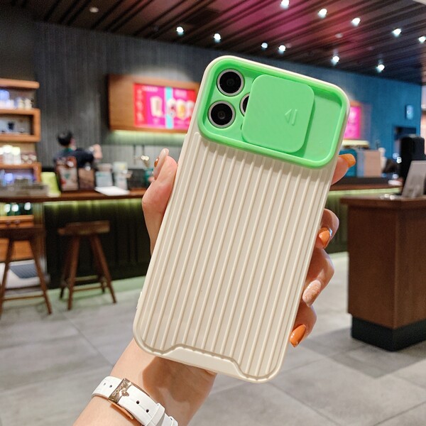 

Color Block Slide Camera Cover Phone Case, Multicolor