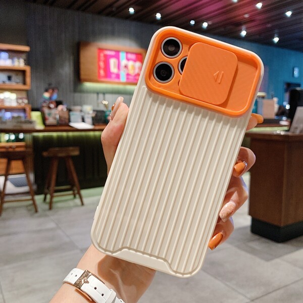 

Color Block Slide Camera Cover Phone Case, Multicolor