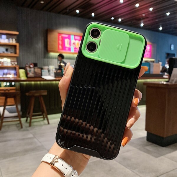 

Color Block Slide Camera Cover Phone Case, Multicolor