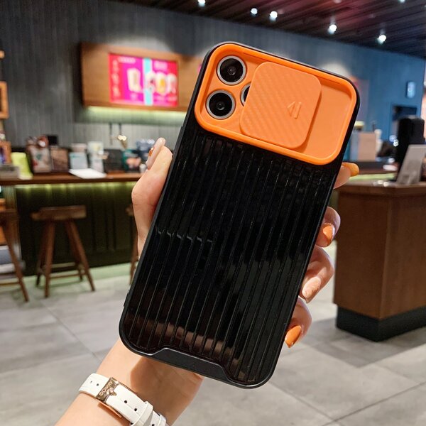 

Color Block Slide Camera Cover Phone Case, Multicolor